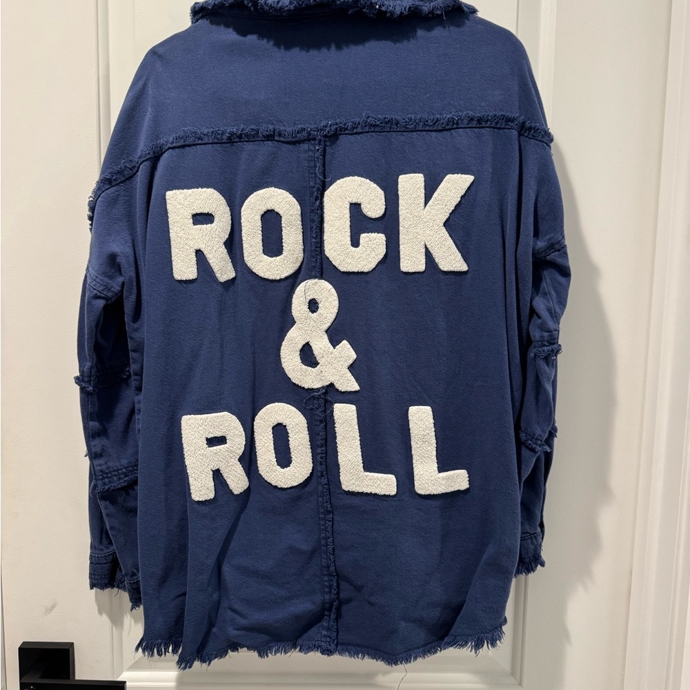 Elan Blue Jean Jacket with Rock & Roll Design
